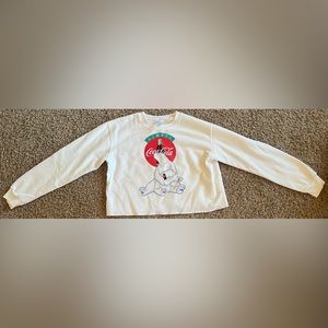 Coca Cola Cropped Long Sleeve Sweater with Polar Bear Print Women’s Size Large.
